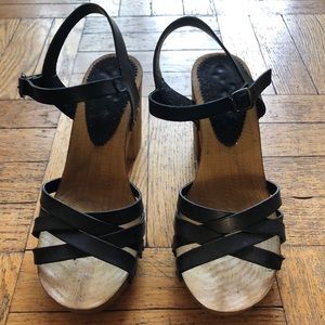 Topshop wood & leather heel sandals